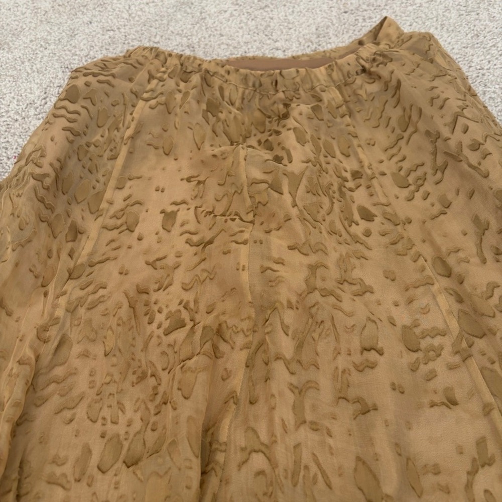 Soft Surroundings Burnout Silk Maxi Skirt Womens XS Tan Gold Boho Festival Fairy - Picture 8 of 9